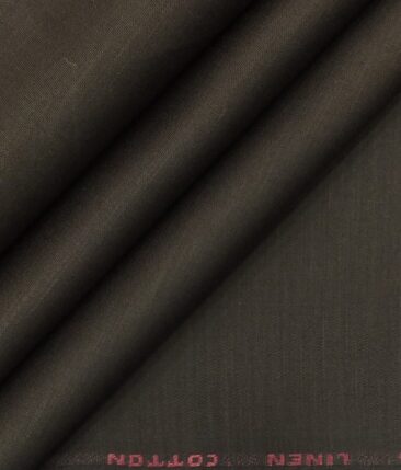 Solino Cedar Brown 50% Cotton 50% Linen Self Trouser Fabric (Unstitched - 1.30 Mtr)
