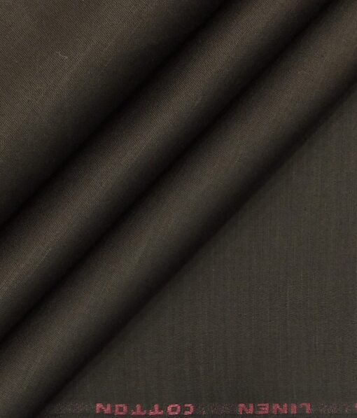 Solino Cedar Brown 50% Cotton 50% Linen Self Trouser Fabric (Unstitched - 1.30 Mtr)