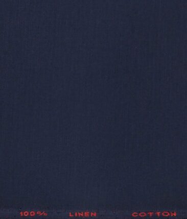 Solino Denim Blue 50% Cotton 50% Linen Self Trouser Fabric (Unstitched - 1.30 Mtr)