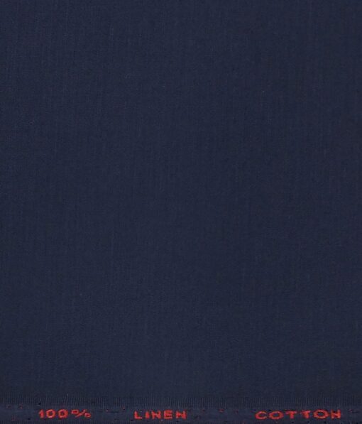 Solino Denim Blue 50% Cotton 50% Linen Self Trouser Fabric (Unstitched - 1.30 Mtr)