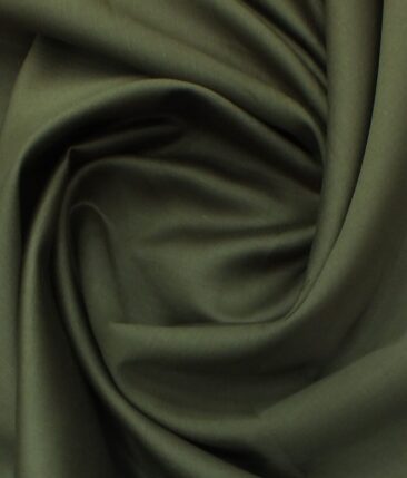 Solino Olive Green 50% Cotton 50% Linen Self Trouser Fabric (Unstitched - 1.30 Mtr)