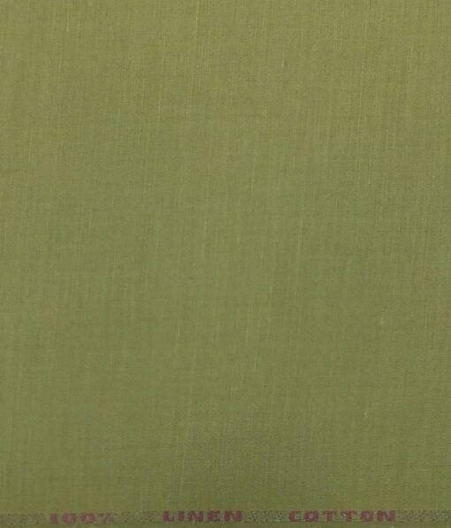 Solino Light Mehandi Green 50% Cotton 50% Linen Self Trouser Fabric (Unstitched - 1.30 Mtr)
