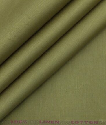 Solino Light Mehandi Green 50% Cotton 50% Linen Self Trouser Fabric (Unstitched - 1.30 Mtr)