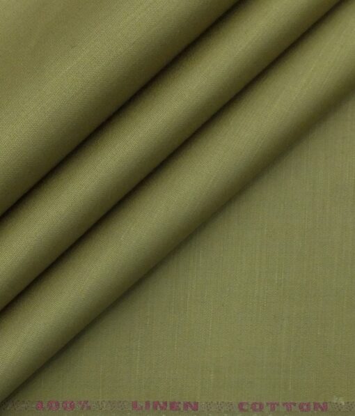 Solino Light Mehandi Green 50% Cotton 50% Linen Self Trouser Fabric (Unstitched - 1.30 Mtr)