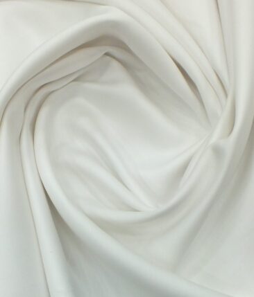 Solino White 50% Cotton 50% Linen Self Trouser Fabric (Unstitched - 1.30 Mtr)