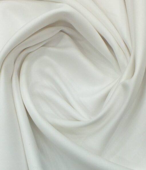 Solino White 50% Cotton 50% Linen Self Trouser Fabric (Unstitched - 1.30 Mtr)