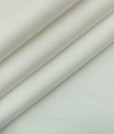 Solino White 50% Cotton 50% Linen Self Trouser Fabric (Unstitched - 1.30 Mtr)