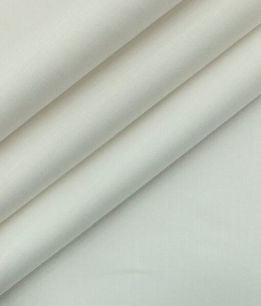 Solino White 50% Cotton 50% Linen Self Trouser Fabric (Unstitched - 1.30 Mtr)