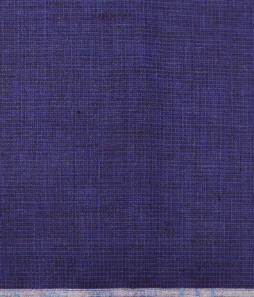 Solino Dark Bright Royal Blue 100% Euro Linen Houndstooth Weave Trouser Fabric (1.30 M)
