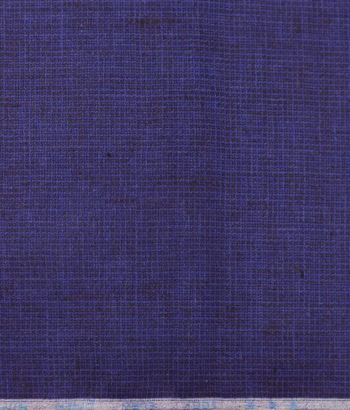 Solino Dark Bright Royal Blue 100% Euro Linen Houndstooth Weave Trouser Fabric (1.30 M)