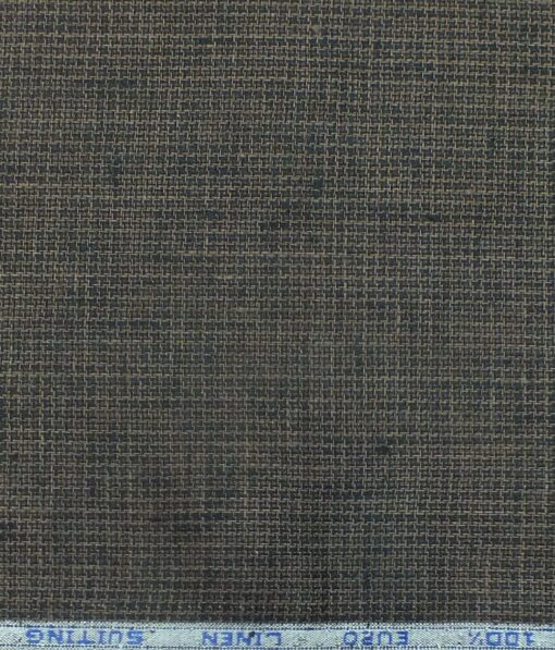Solino Dark Brown 100% Euro Linen Houndstooth Weave Trouser Fabric (1.30 M)