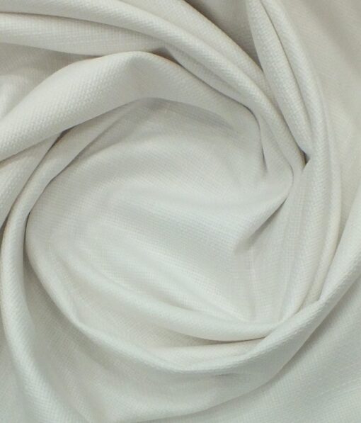 True Value White 100% Cotton Jute Weave Trouser Fabric (Unstitched - 1.30 Mtr) - Image 2