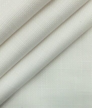 True Value White 100% Cotton Jute Weave Trouser Fabric (Unstitched  1.30 Mtr)