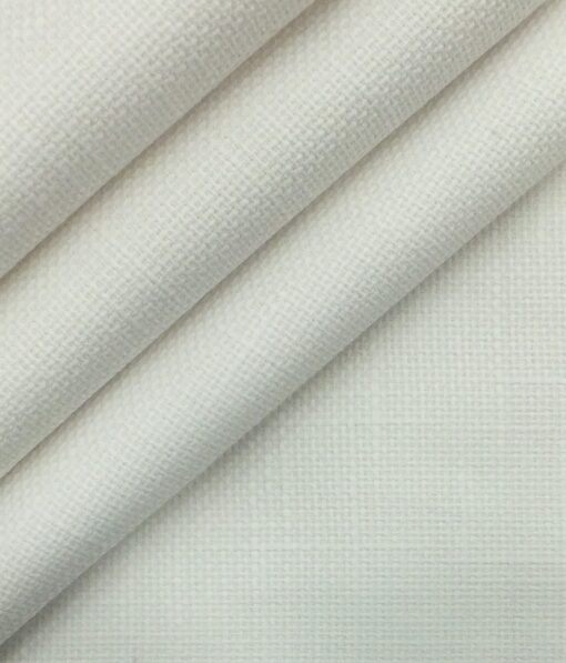 True Value White 100% Cotton Jute Weave Trouser Fabric (Unstitched  1.30 Mtr)