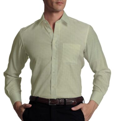 Exquisite Light Beige Mini Checks Cotton Blend Shirt Fabric (2.40 M)