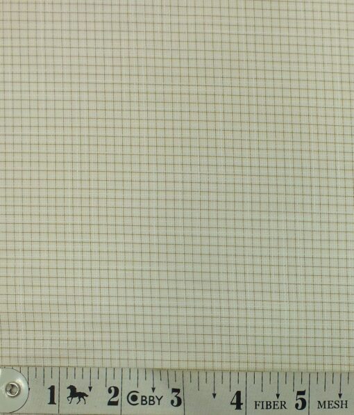 Exquisite Light Beige Mini Checks Cotton Blend Shirt Fabric (2.40 M)