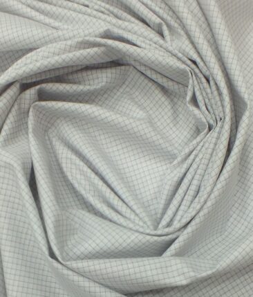Exquisite Light Grey Mini Checks Cotton Blend Shirt Fabric (2.40 M)