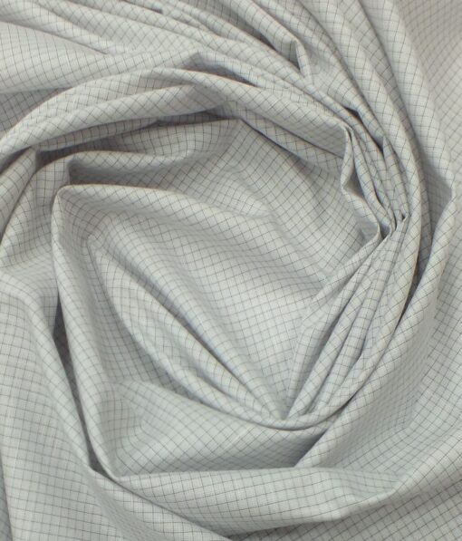 Exquisite Light Grey Mini Checks Cotton Blend Shirt Fabric (2.40 M)