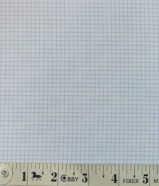 Exquisite Light Sky Blue Mini Checks Cotton Blend Shirt Fabric (2.40 M)