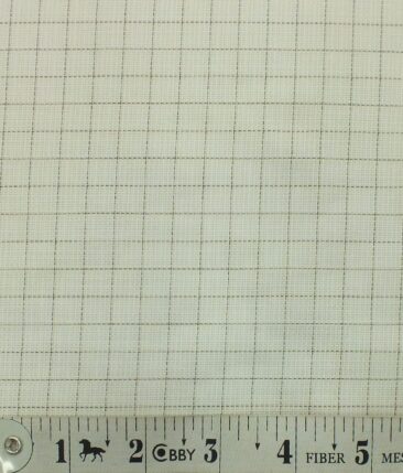 Exquisite Cream base Brown Check Cotton Blend Structured Shirt Fabric (2.40 M)