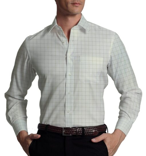 Exquisite Off White base Brown Check Cotton Blend Structured Shirt Fabric (2.40 M)