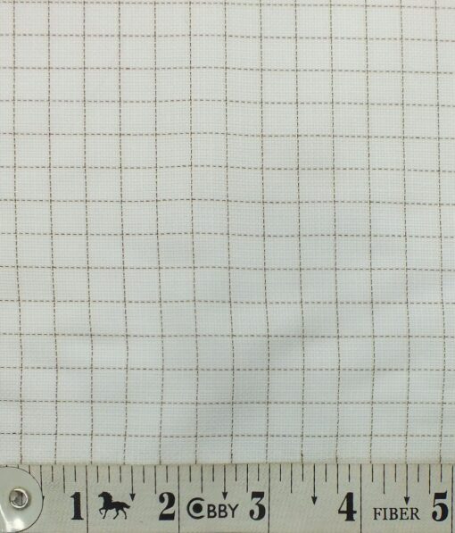 Exquisite Off White base Brown Check Cotton Blend Structured Shirt Fabric (2.40 M)