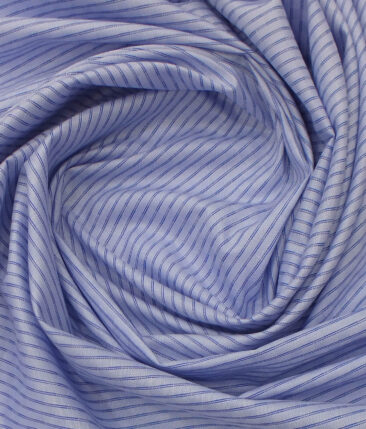 Exquisite Sky Blue base with Blue Stripes Cotton Blend Shirt Fabric (2.40 M)