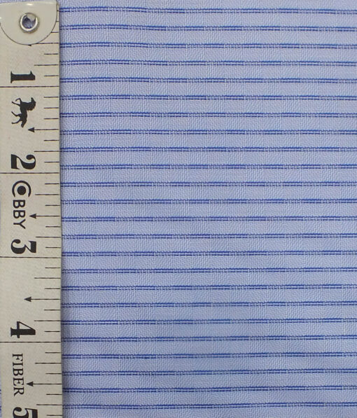 Exquisite Sky Blue base with Blue Stripes Cotton Blend Shirt Fabric (2.40 M)
