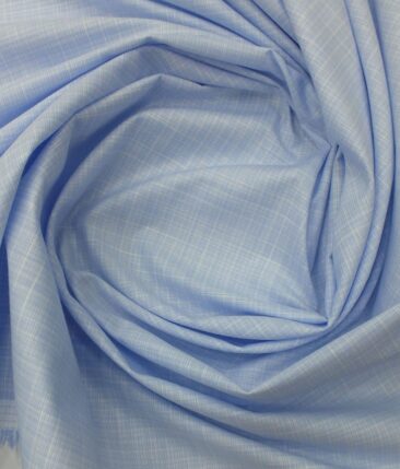 Exquisite Sky Blue Self Design Cotton Blend Shirt Fabric (2.40 M)