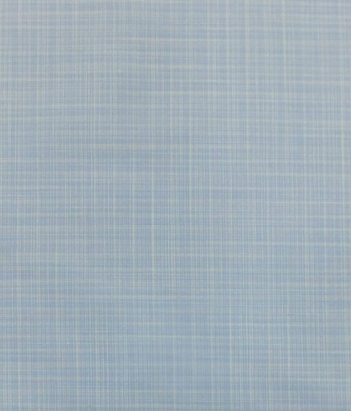 Exquisite Sky Blue Self Design Cotton Blend Shirt Fabric (2.40 M)