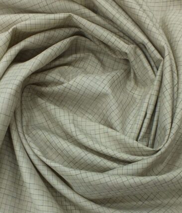 Exquisite Dull Beige Self Squared Texture Cotton Blend Shirt Fabric (2.40 M)