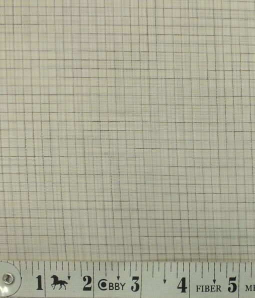 Exquisite Dull Beige Self Squared Texture Cotton Blend Shirt Fabric (2.40 M)