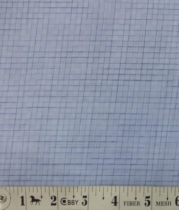 Exquisite Sky Blue Self Squared Texture Cotton Blend Shirt Fabric (2.40 M)