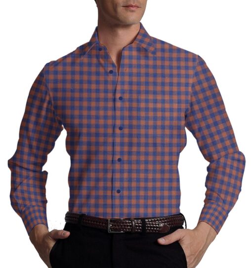 Exquisite Red & Blue Checks Cotton Blend Shirt Fabric (2.40 M)