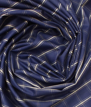 Exquisite Blue base Beige Burberry Check Cotton Blend Shirt Fabric (2.40 M)