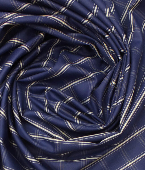 Exquisite Blue base Beige Burberry Check Cotton Blend Shirt Fabric (2.40 M)