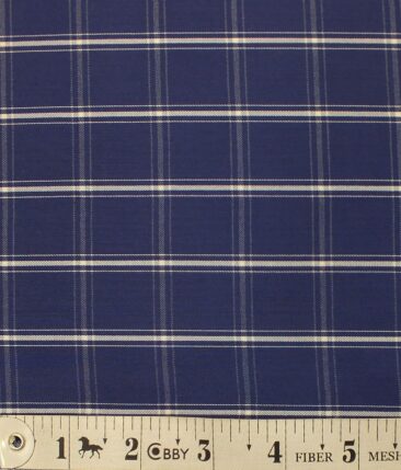 Exquisite Blue base Beige Burberry Check Cotton Blend Shirt Fabric (2.40 M)
