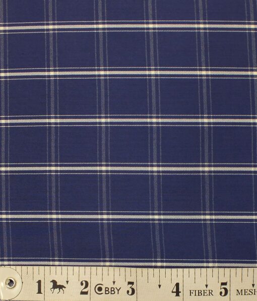 Exquisite Blue base Beige Burberry Check Cotton Blend Shirt Fabric (2.40 M)