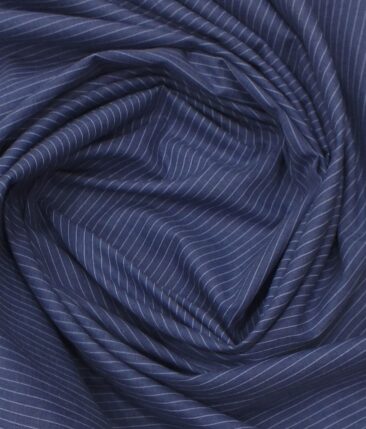 Exquisite Dark Purplish Blue Cotton Blend Striped Shirt Fabric (2.40 M)