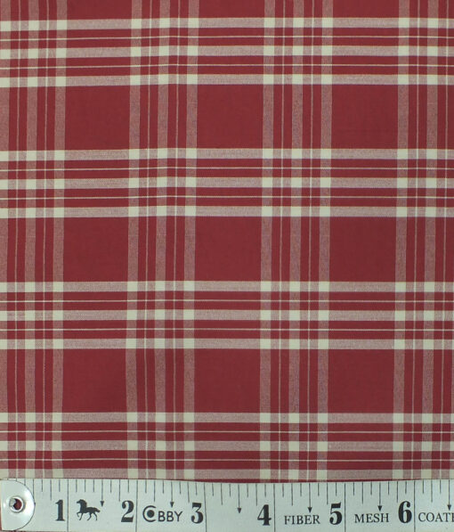 Exquisite Red base Beige Burberry Check Cotton Blend Shirt Fabric (2.40 M)