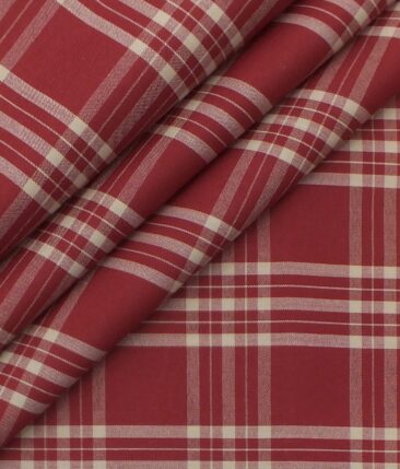 Exquisite Red base Beige Burberry Check Cotton Blend Shirt Fabric (2.40 M)