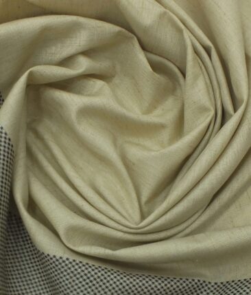 Exquisite Khadi Look Beige Self Design Cotton Blend Designer Shirt Fabric (2.40 M)