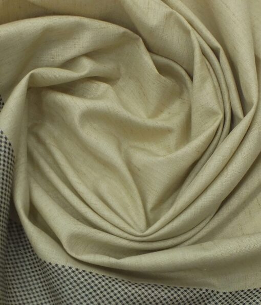 Exquisite Khadi Look Beige Self Design Cotton Blend Designer Shirt Fabric (2.40 M)