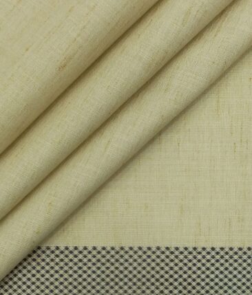 Exquisite Khadi Look Beige Self Design Cotton Blend Designer Shirt Fabric (2.40 M)
