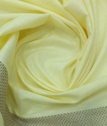 Exquisite Khadi Look Light Lemon Yellow Cotton Blend Designer Shirt Fabric (2.40 M)