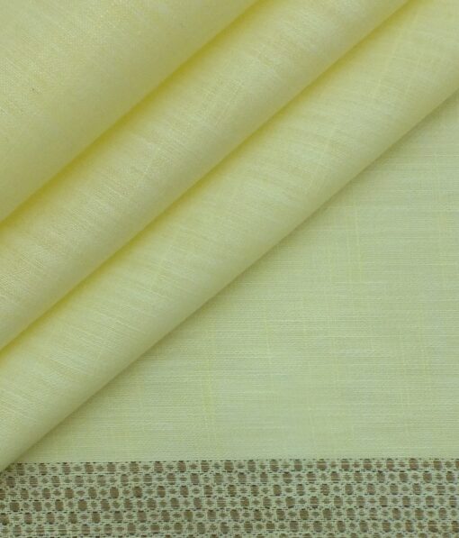 Exquisite Khadi Look Light Lemon Yellow Cotton Blend Designer Shirt Fabric (2.40 M)