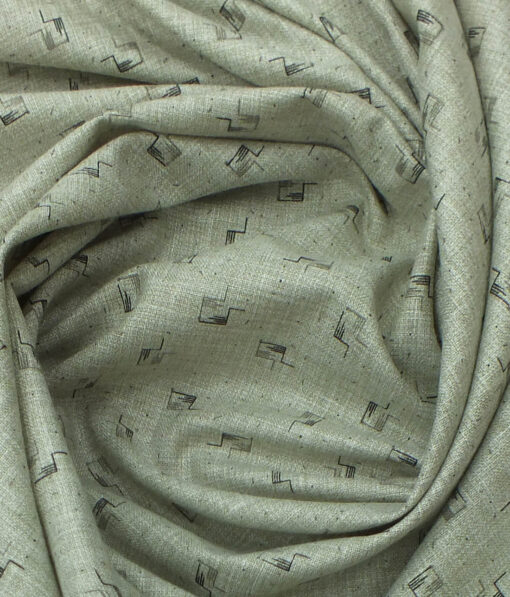 Exquisite Khadi Look Light Grey Self Design Cotton Blend Shirt Fabric (2.40 M)