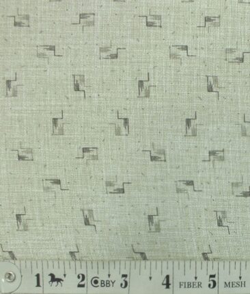 Exquisite Khadi Look Light Grey Self Design Cotton Blend Shirt Fabric (2.40 M)