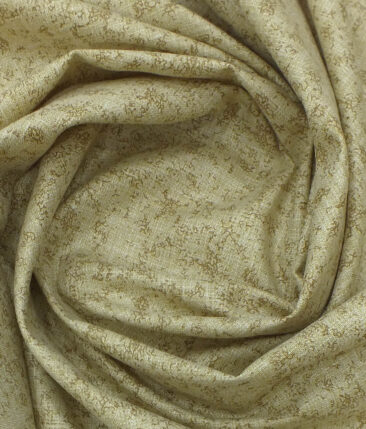 Exquisite Khadi Look Light Brown Cotton Blend Printed Shirt Fabric (2.40 M)