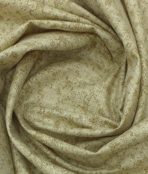 Exquisite Khadi Look Light Brown Cotton Blend Printed Shirt Fabric (2.40 M)